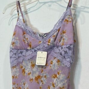 Free People Purple lilac /Orange floral lace  Bodysuit women’s small new w tag